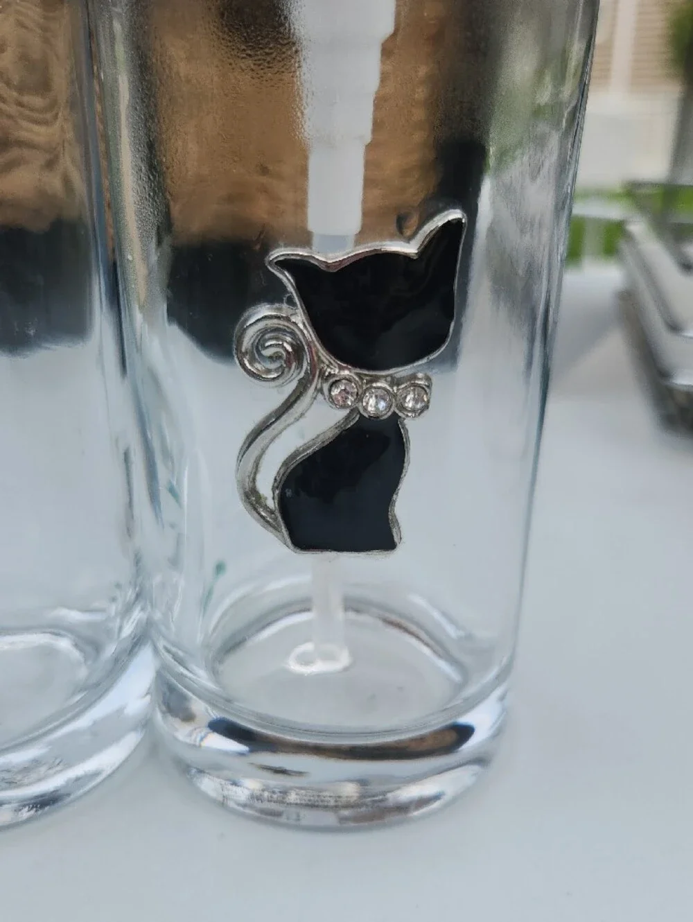 Clear Glass Cat Soap/Lotion Dispenser - Silver Pump (Set of 2)